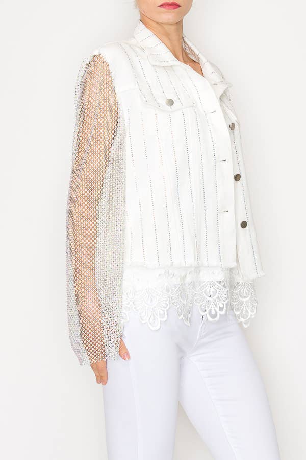 Rhinestone Gypsy Groove Jacket - Ivory