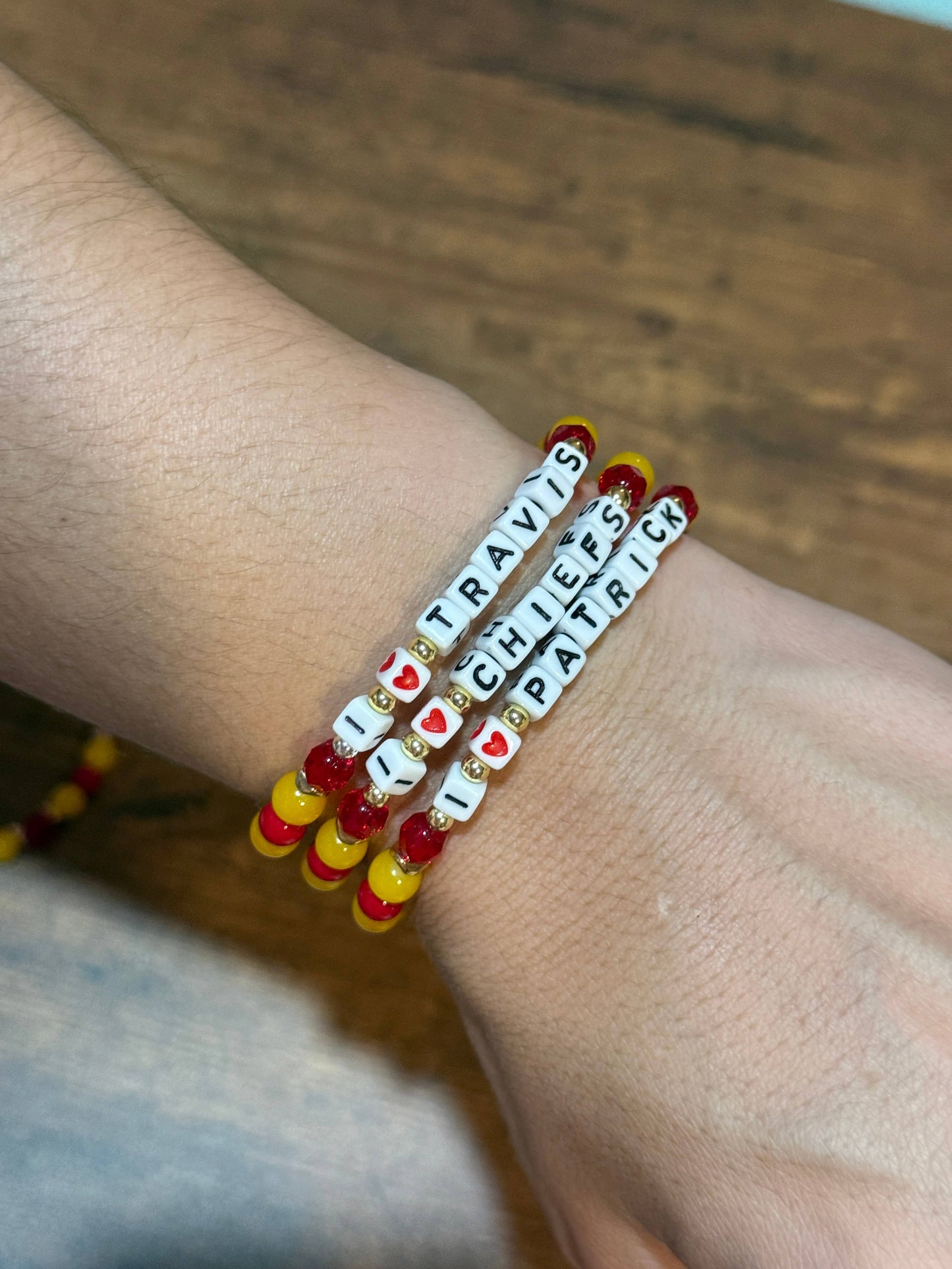 KC Red and Yellow Stretch Beaded Bracelet