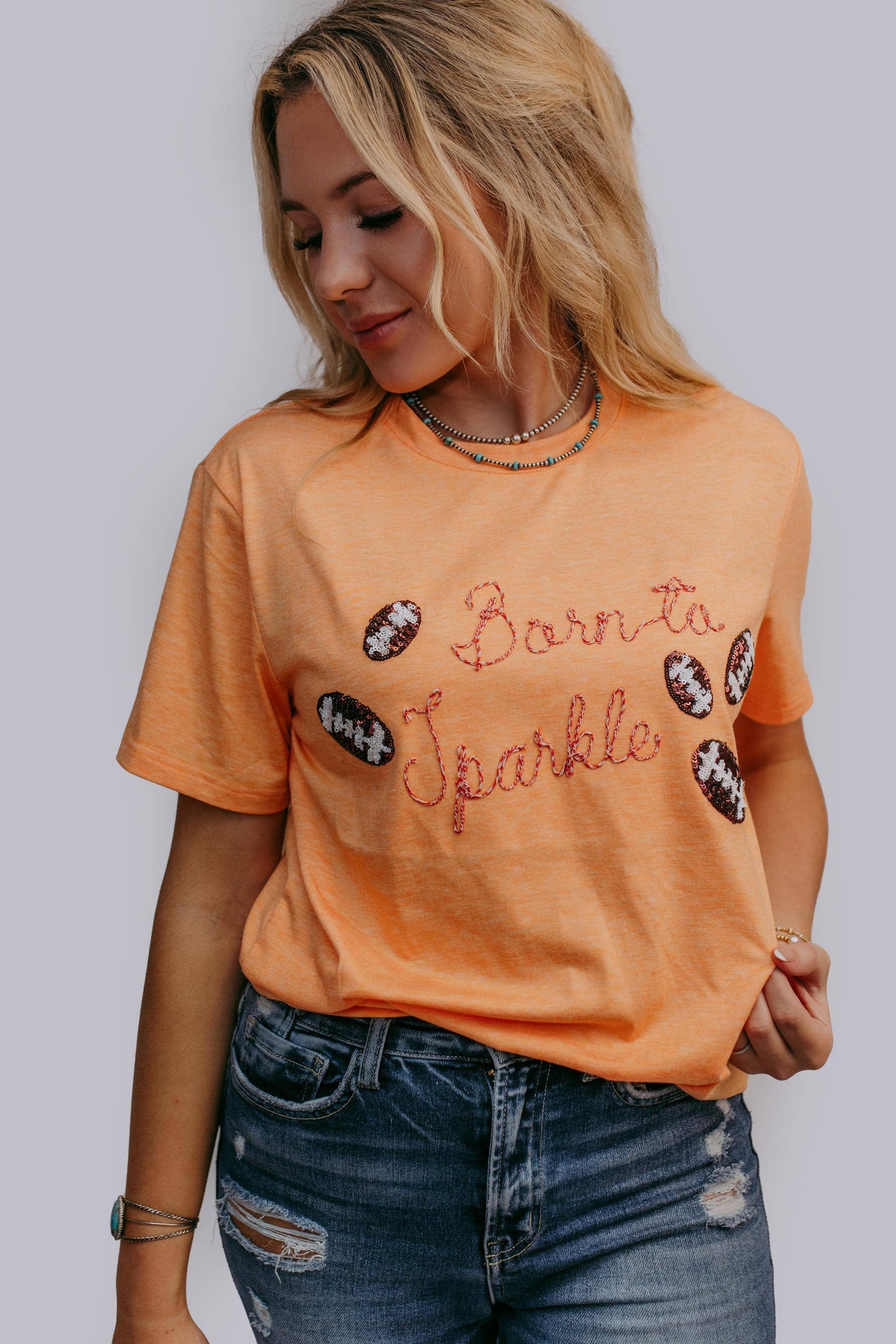 Orange Embroidered Football Shirt