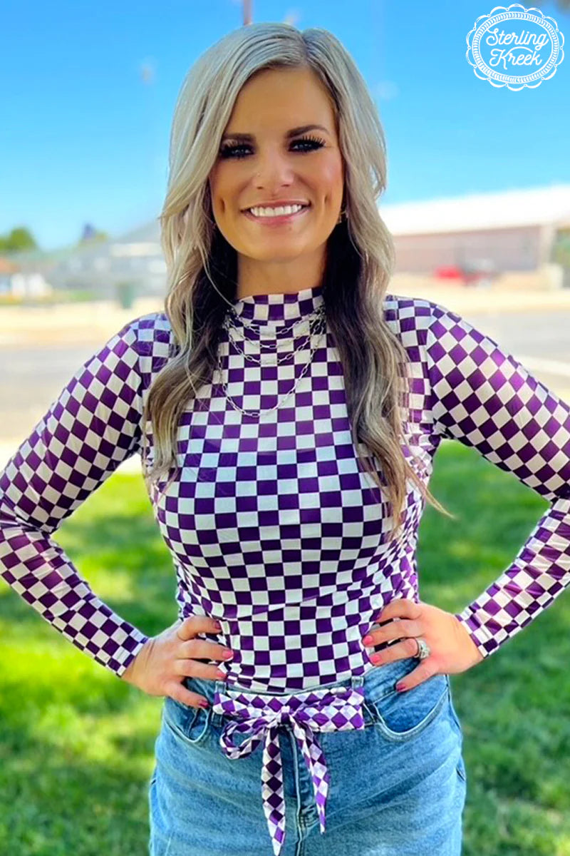 Laker Purple Checkered Mesh Top
