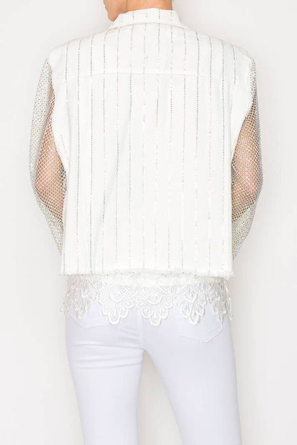 Rhinestone Gypsy Groove Jacket - Ivory