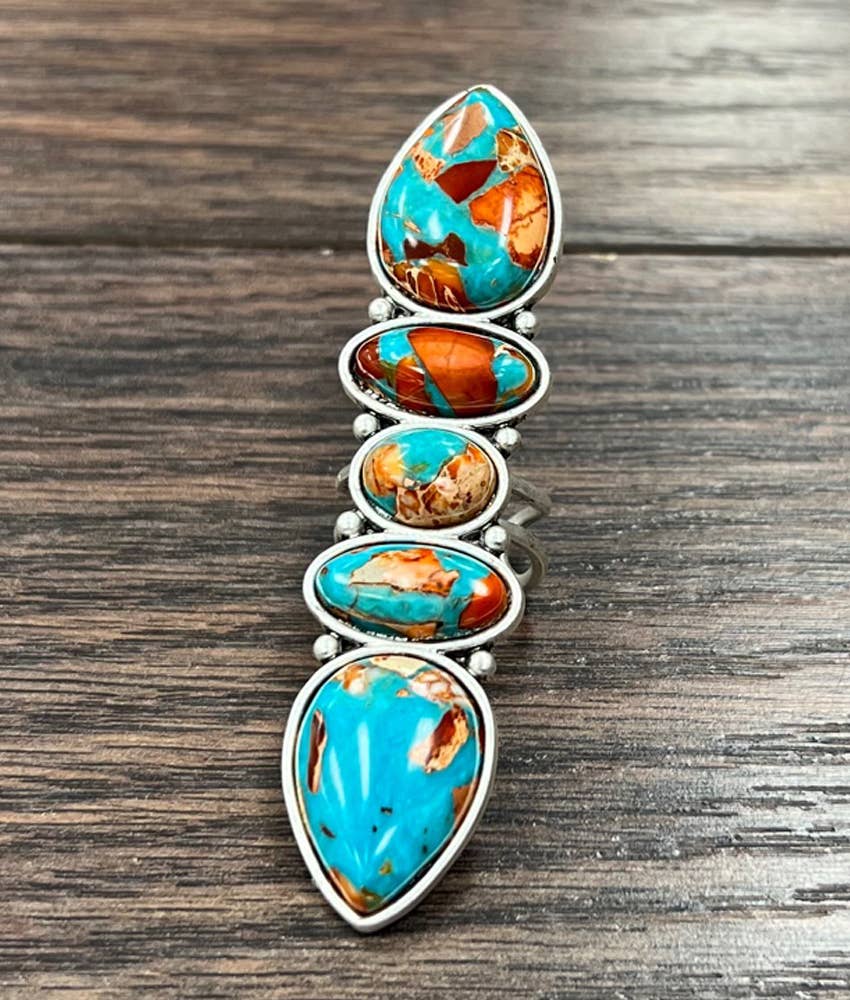 Spiny Totem Gemstone Adjustable Ring