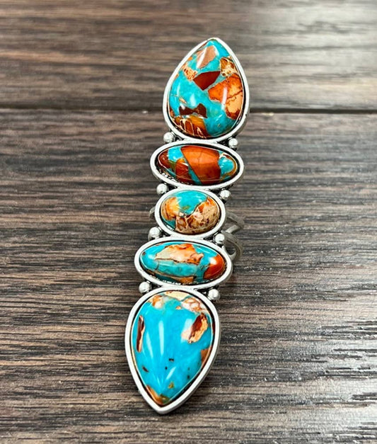 Spiny Totem Gemstone Adjustable Ring