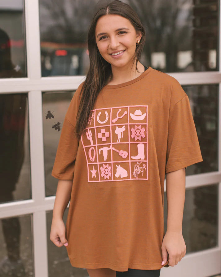 rust and pink western graphic shirt