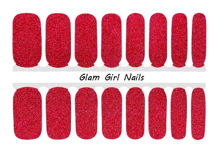 Cherry Red Sparkle Glitter Nail Wraps - Roaming Gypsy Boutique