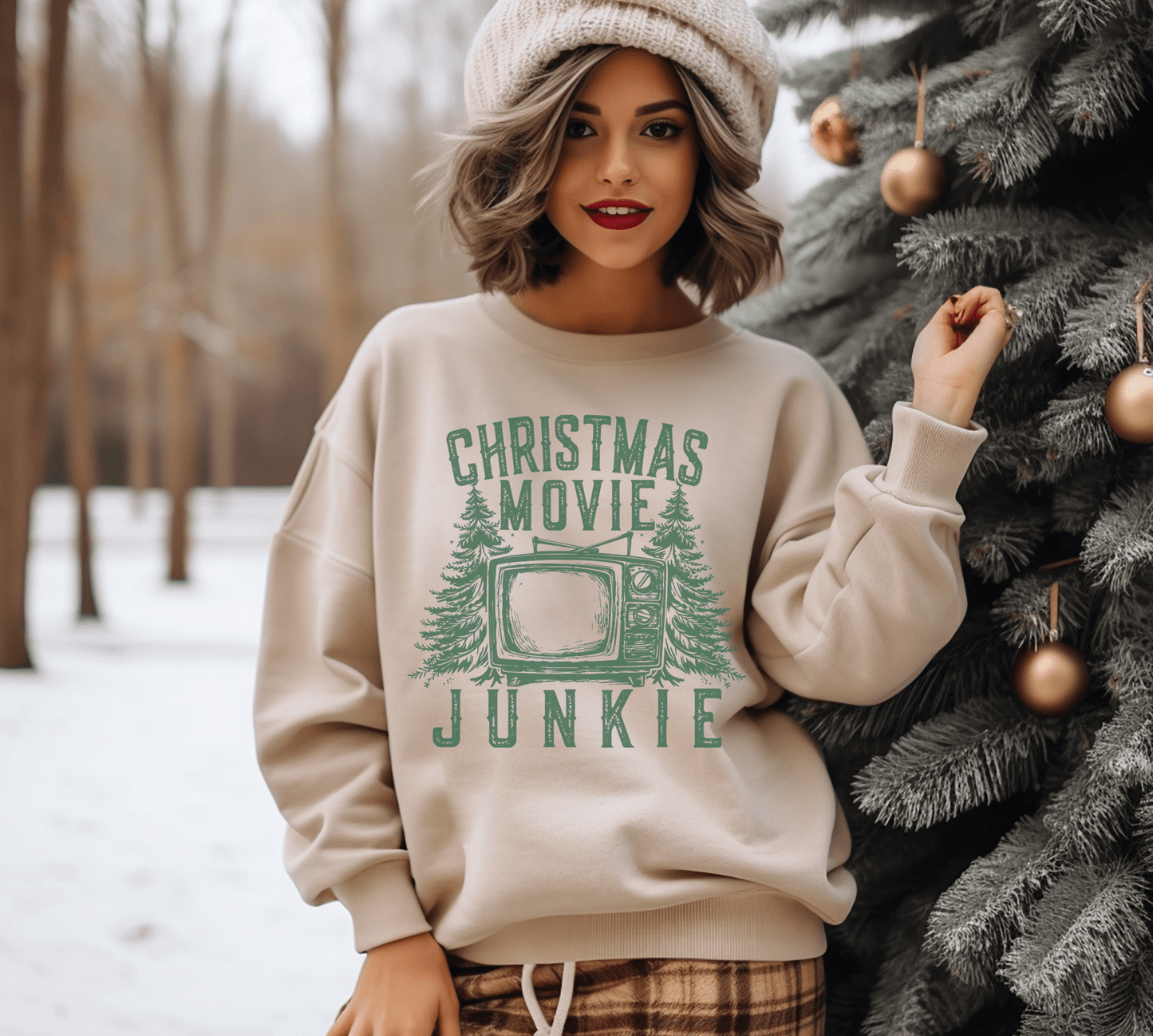 Christmas Movie Junkie Sweatshirt - Roaming Gypsy Boutique