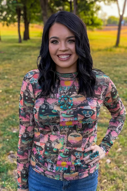 Cosmic Cowgirl Mesh Top