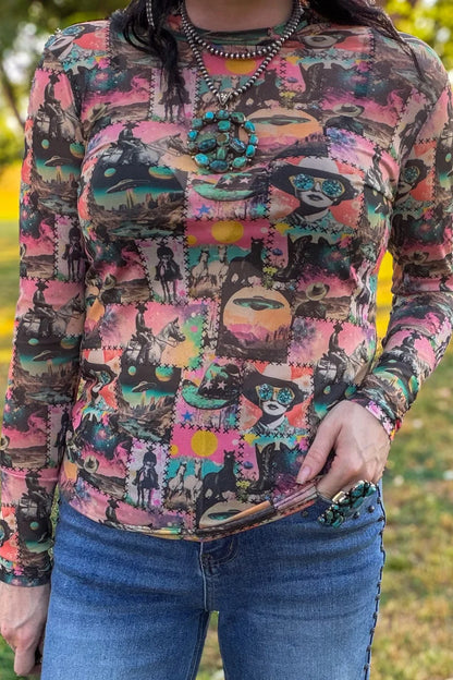 Cosmic Cowgirl Mesh Top