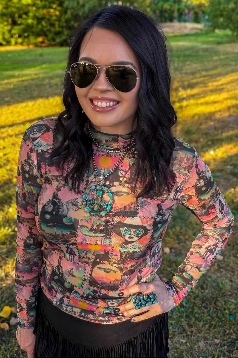 Cosmic Cowgirl Mesh Top
