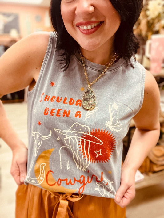 Cowgirl Collage Mineral Tank - Roaming Gypsy Boutique