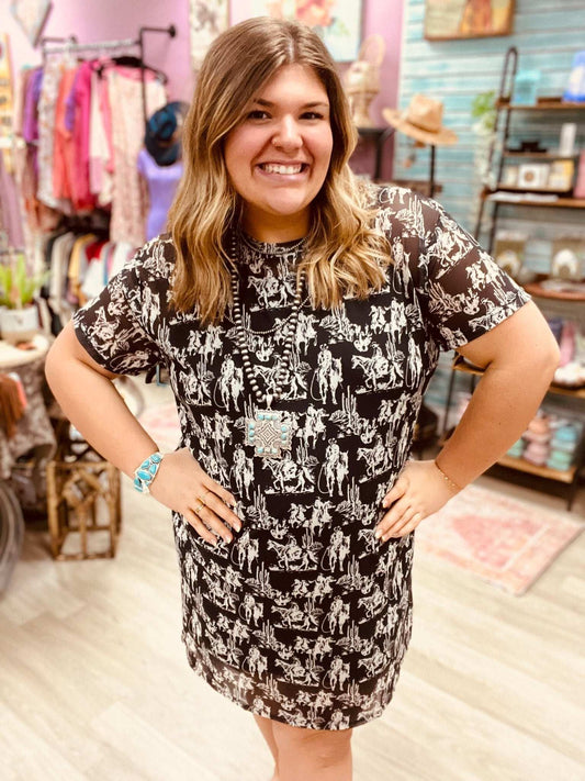 Curvy Midnight Ride Mesh Dress - Roaming Gypsy Boutique