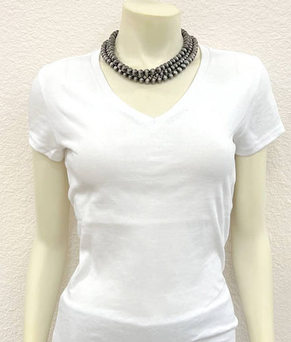 18" 3-strand Western Pearl Necklace Earrings Set