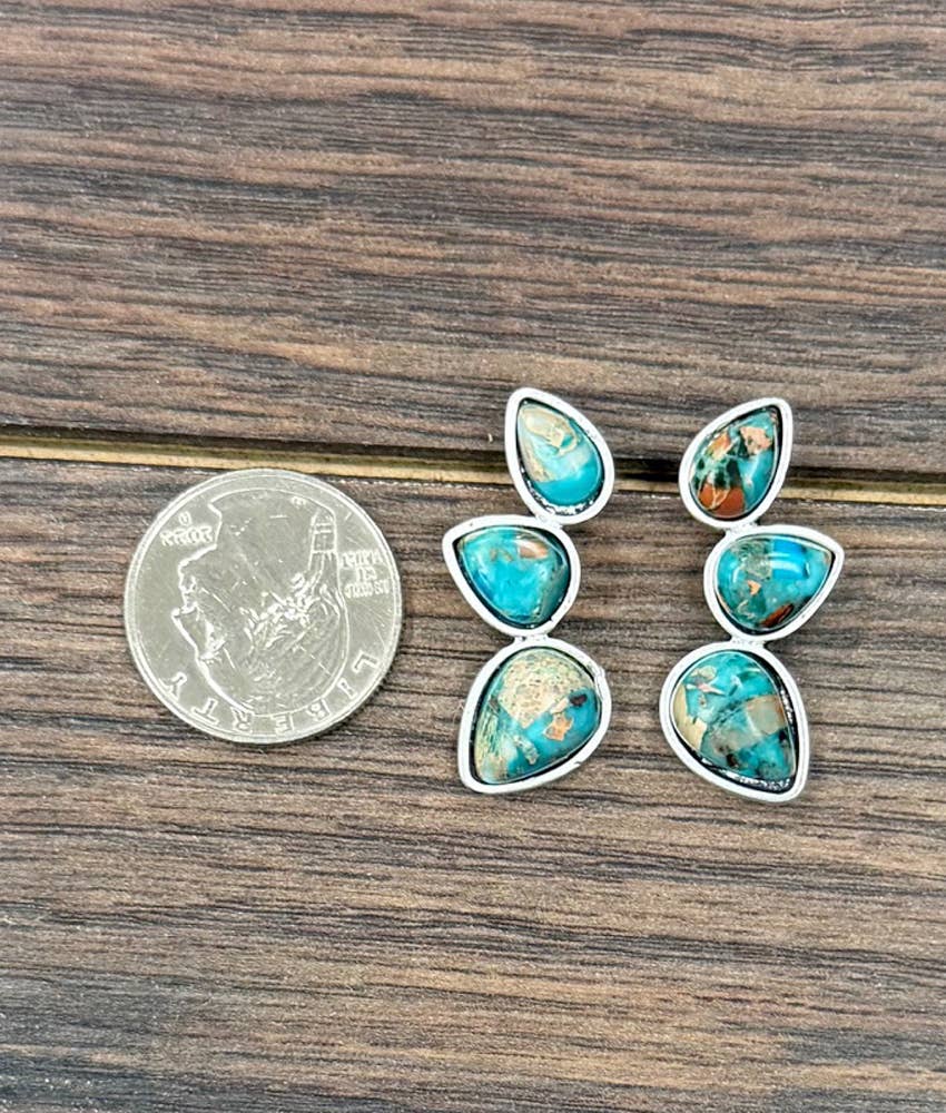 1.4" Turquoise Spike Stud Earrings