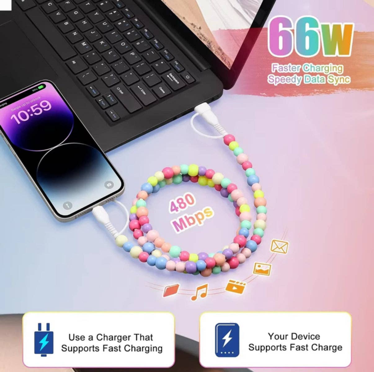 Cowboy Beaded 4-IN-1 Charging Cable