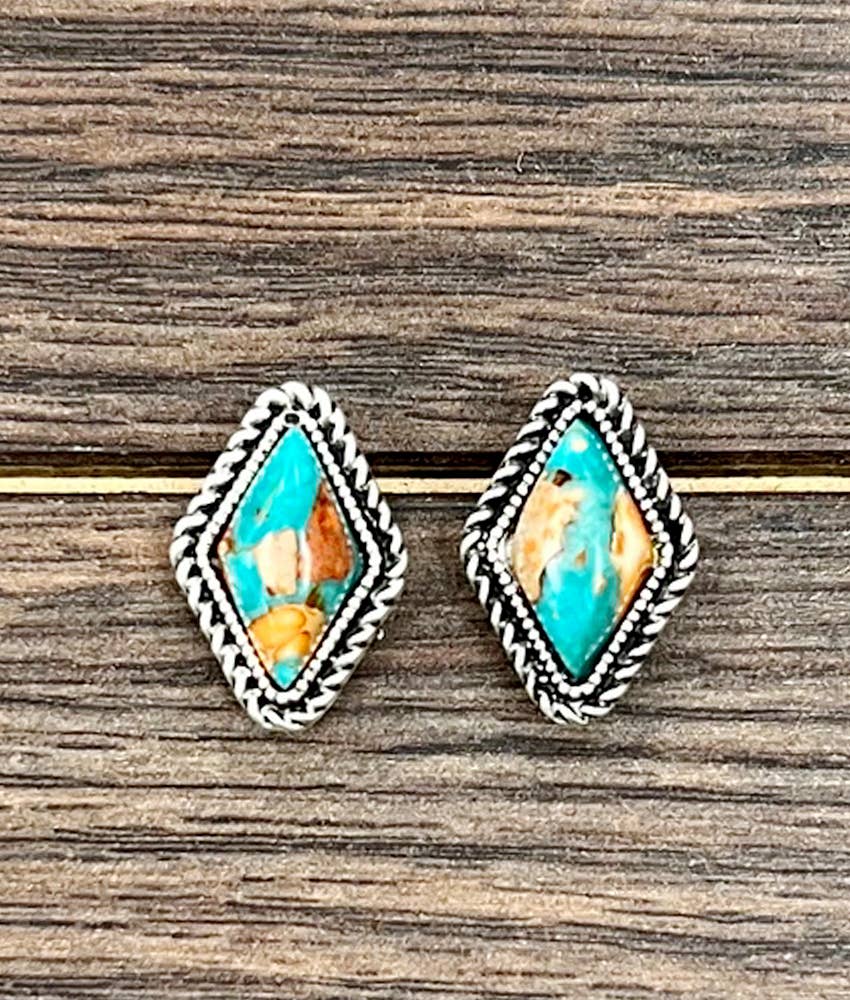16mm Multi Diamond Gem Stud Earrings