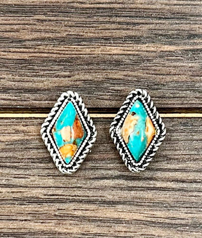 16mm Multi Diamond Gem Stud Earrings