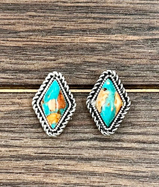 16mm Multi Diamond Gem Stud Earrings