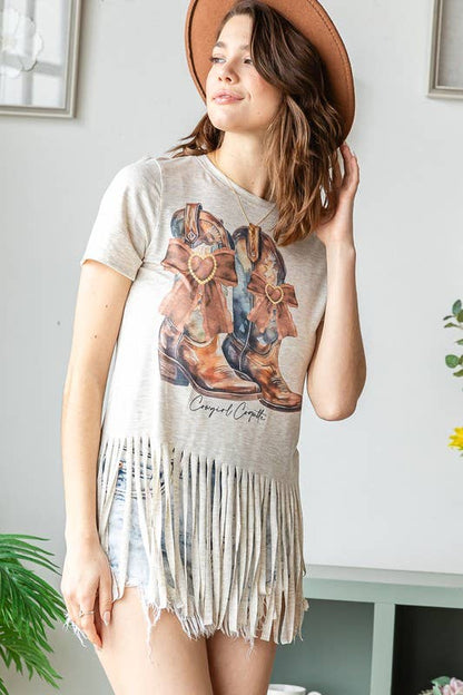 Boots & Bling Fringe Tee