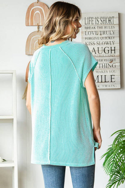 Turquoise in Style Ribbed Top