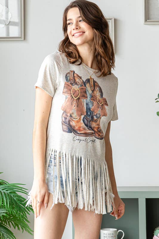 Boots & Bling Fringe Tee