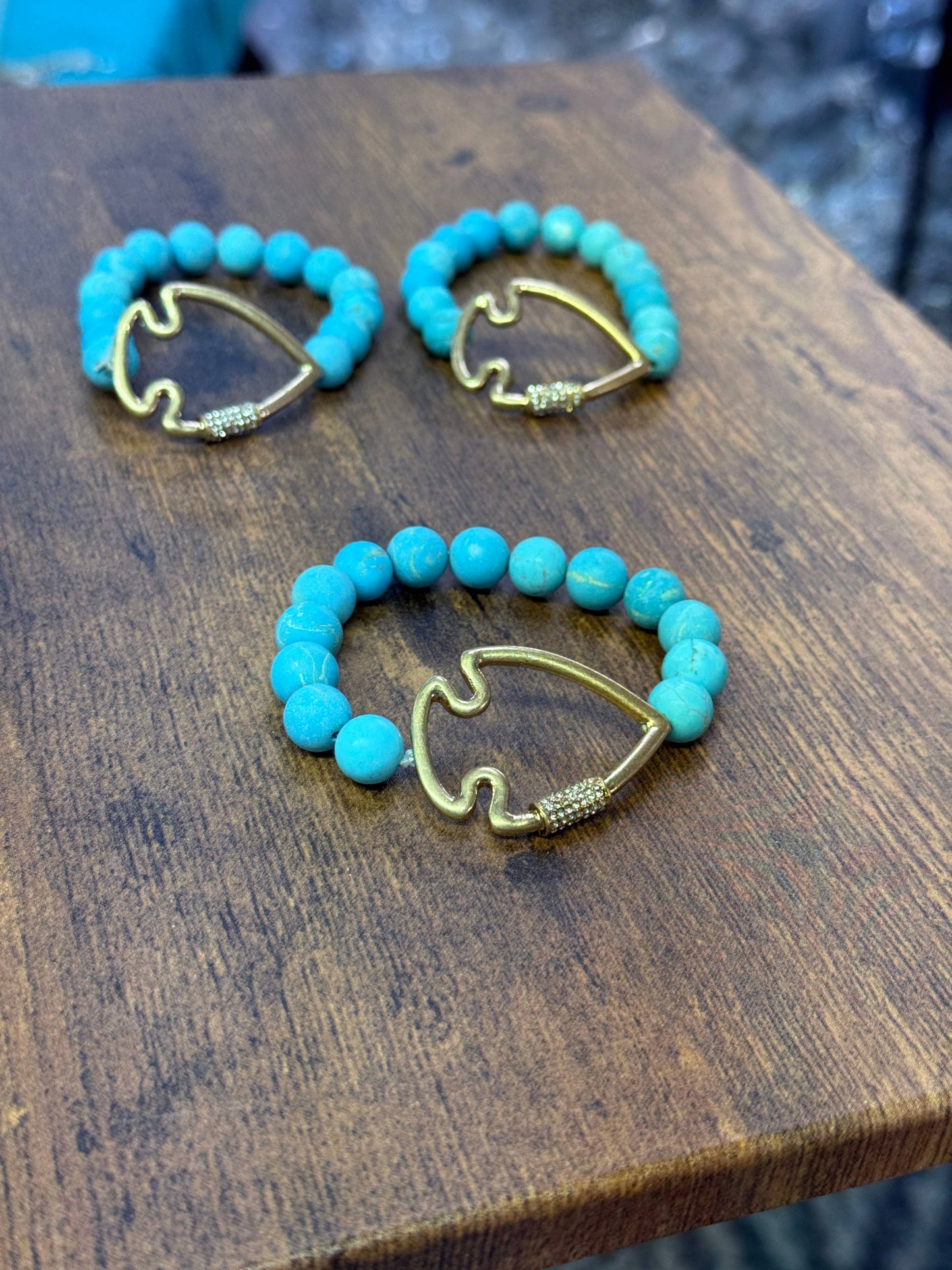 Bling Arrowhead Chunky Stone Stretch Bracelet