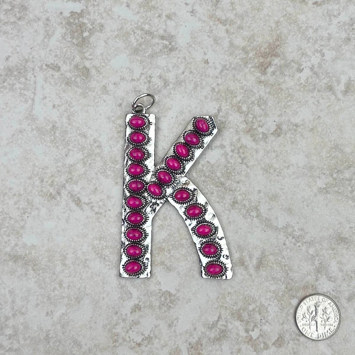 Western Faux Turquoise Initial Pendant