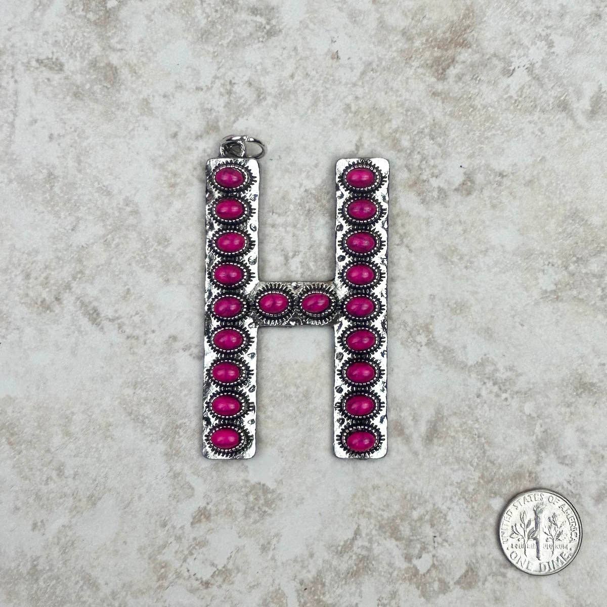 Western Faux Turquoise Initial Pendant