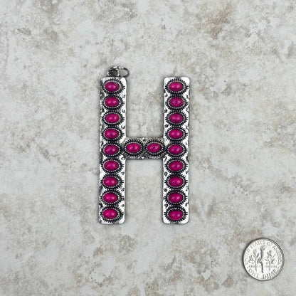 Western Faux Turquoise Initial Pendant