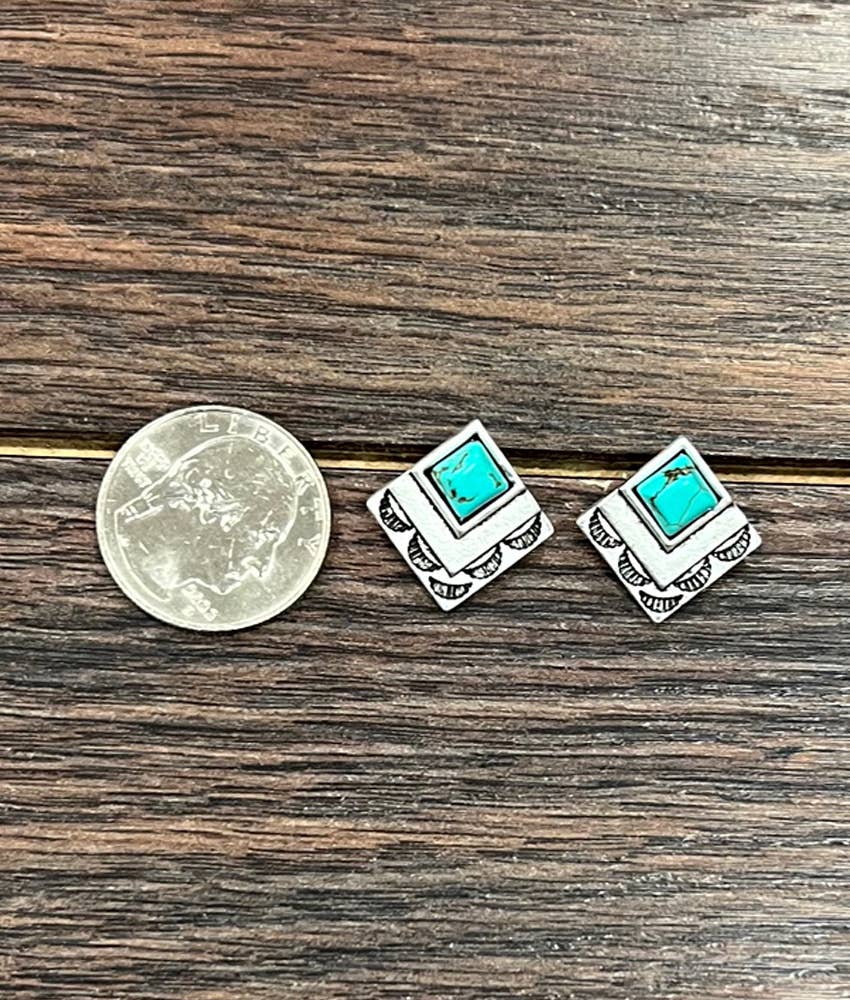0.8" Boho Turquoise Stud Earrings