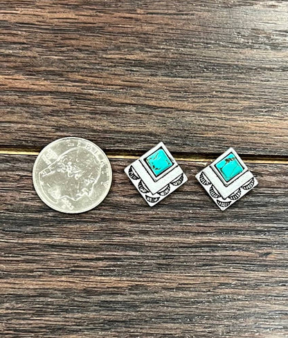 0.8" Boho Turquoise Stud Earrings