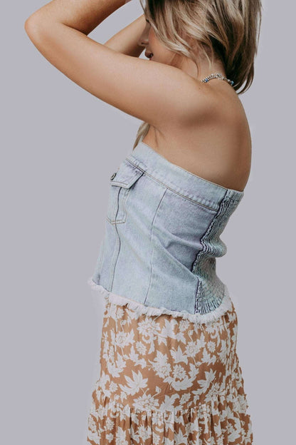 Denim Daydream Top - Roaming Gypsy Boutique