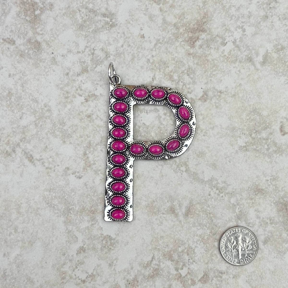 Western Faux Turquoise Initial Pendant