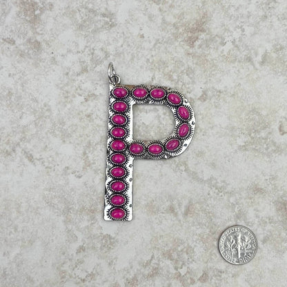 Western Faux Turquoise Initial Pendant