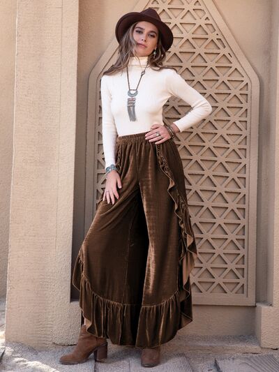 Doc Holiday Velvet Ruffle Pant - Roaming Gypsy Boutique