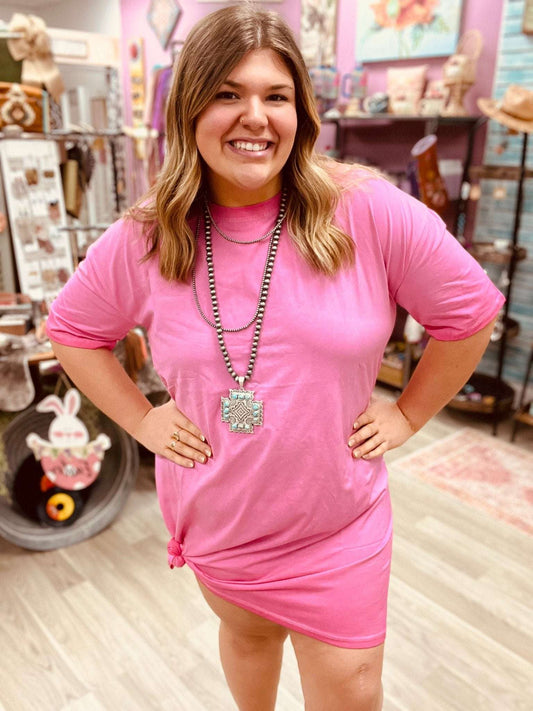Dolly Pink T-Shirt Dress - Roaming Gypsy Boutique