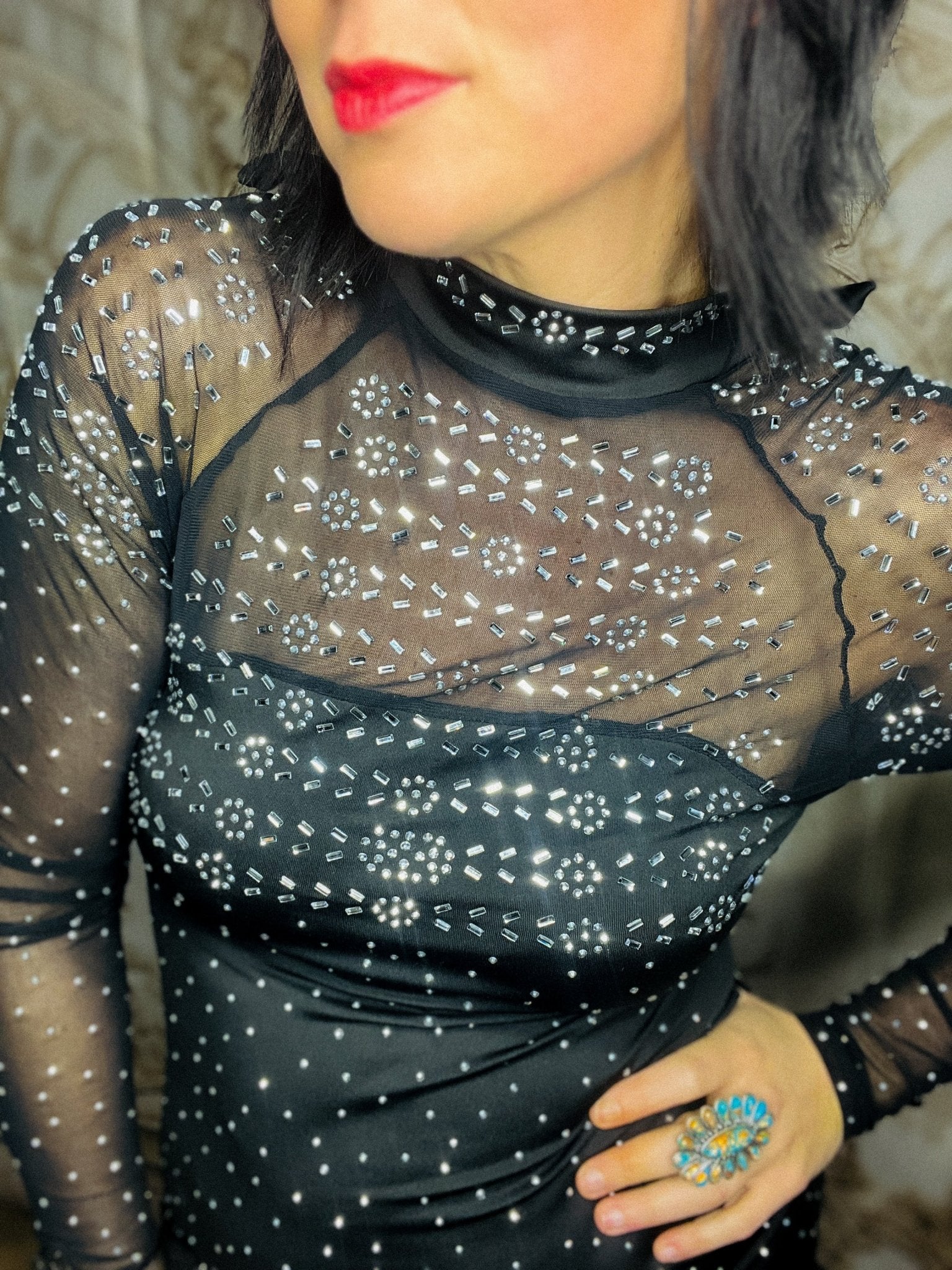 Dolly Revolution Black Rhinestone Dress - Roaming Gypsy Boutique