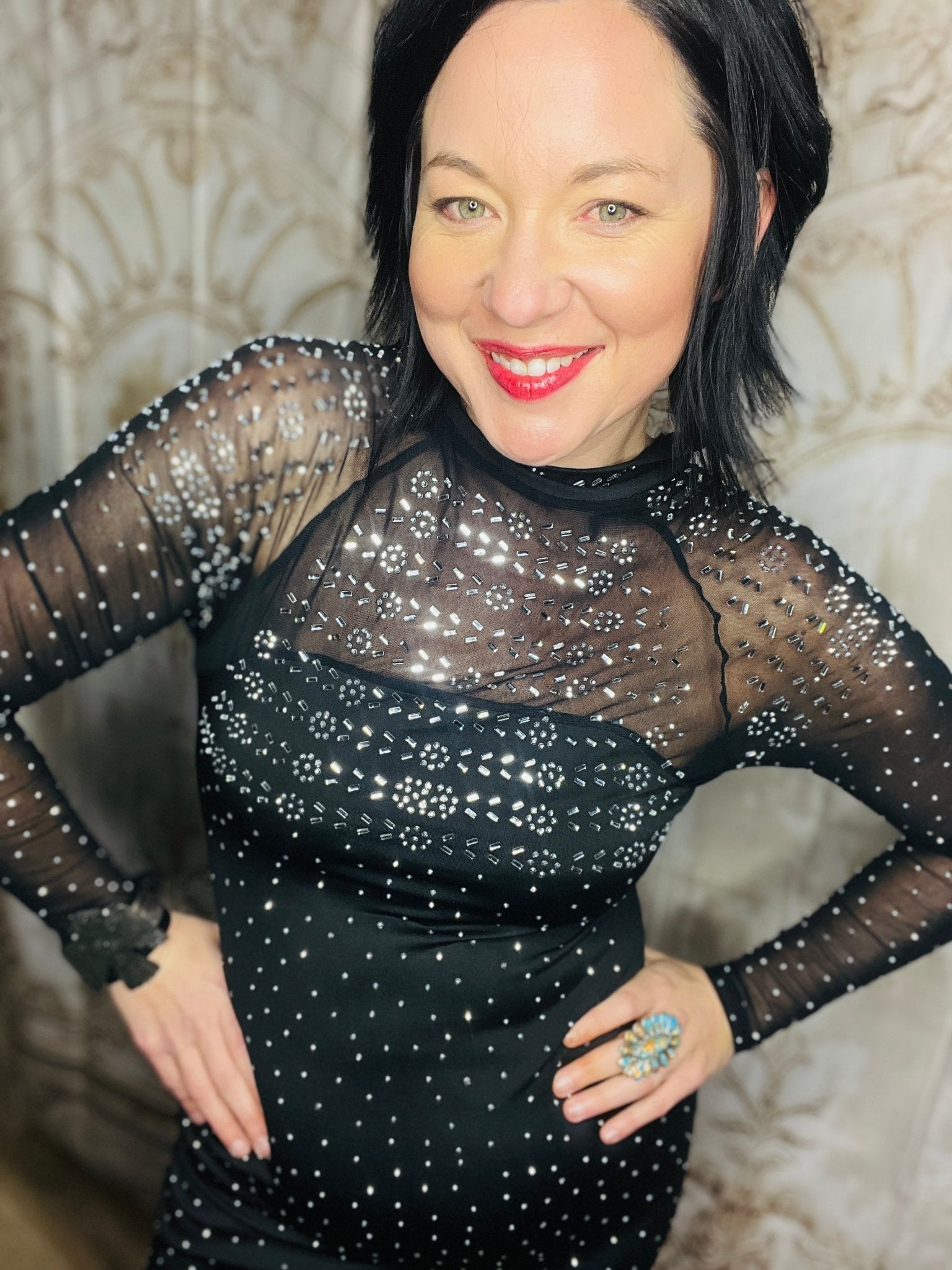 Dolly Revolution Black Rhinestone Dress - Roaming Gypsy Boutique