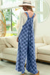 Double Take Checkered Sleeveless Wide Leg Denim Jumpsuit - Roaming Gypsy Boutique