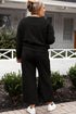 Double Take Full Size Textured Long Sleeve Top and Drawstring Pants Set - Roaming Gypsy Boutique