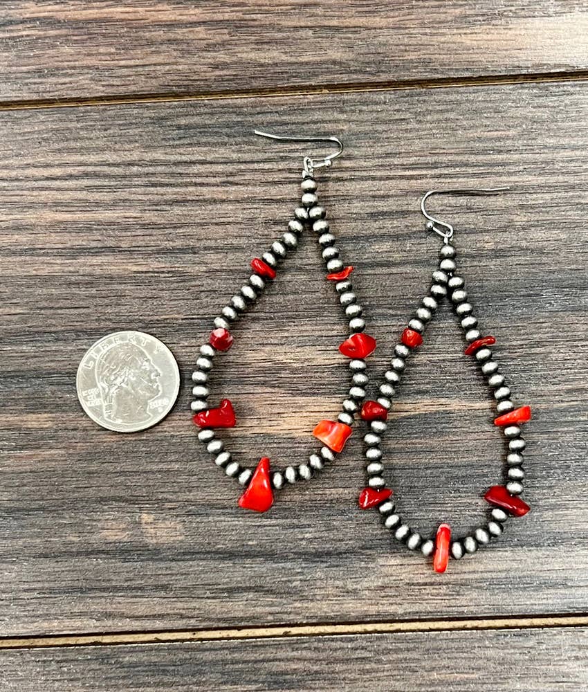 Red Chippy Coral Earrings