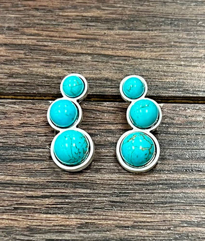 1.4" Western Turquoise Stud Earrings