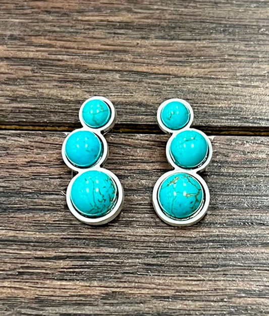 1.4" Western Turquoise Stud Earrings