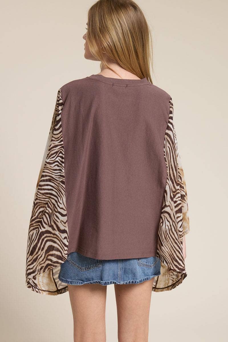 Western Vintage Cowboy Leopard Graphic Kantha Top