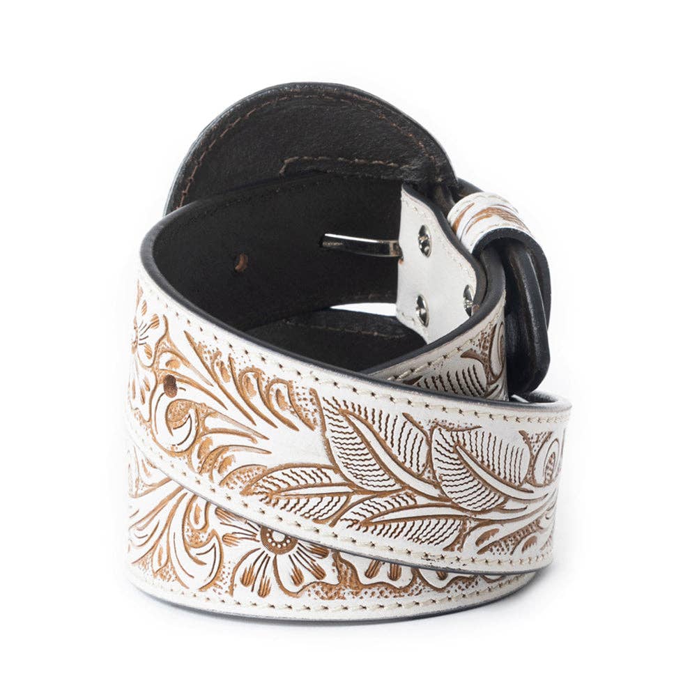 Bronc Ready Tooled Leather Belt