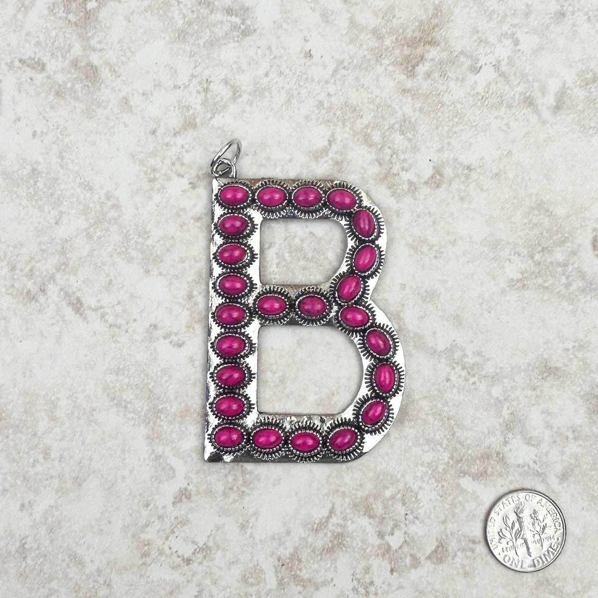 Western Faux Turquoise Initial Pendant