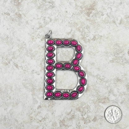 Western Faux Turquoise Initial Pendant
