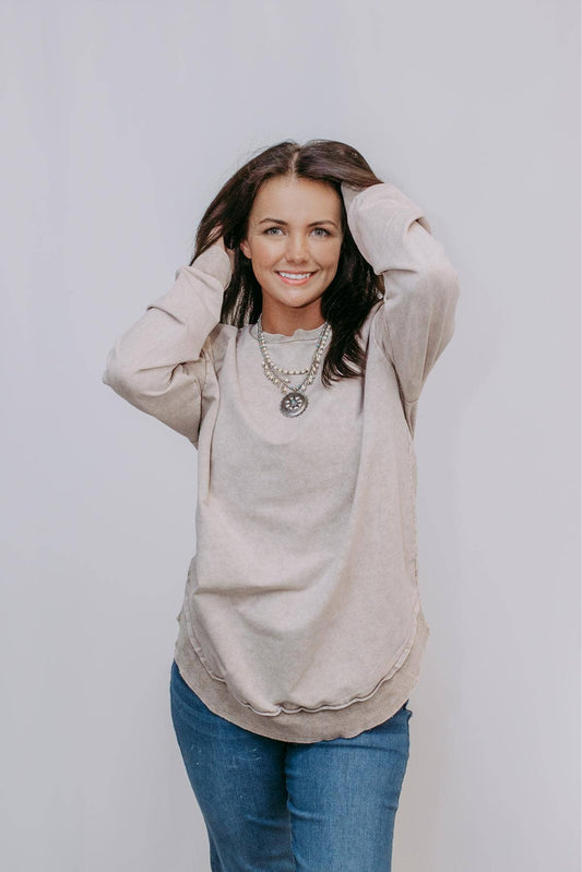Ash Mocha Rounded Crewneck Sweatshirt
