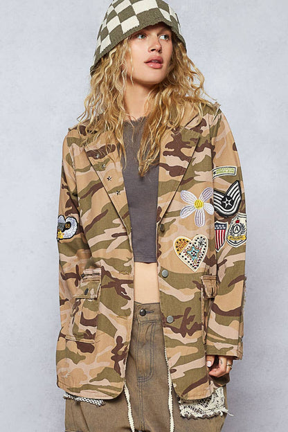 Gypsy Camo Patch Sleeve Blazer