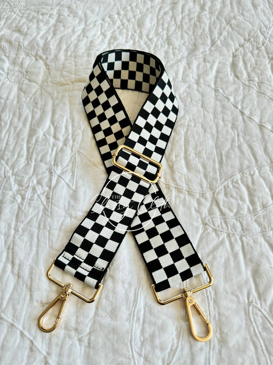 Black Checker Guitar Strap | Purse Strap