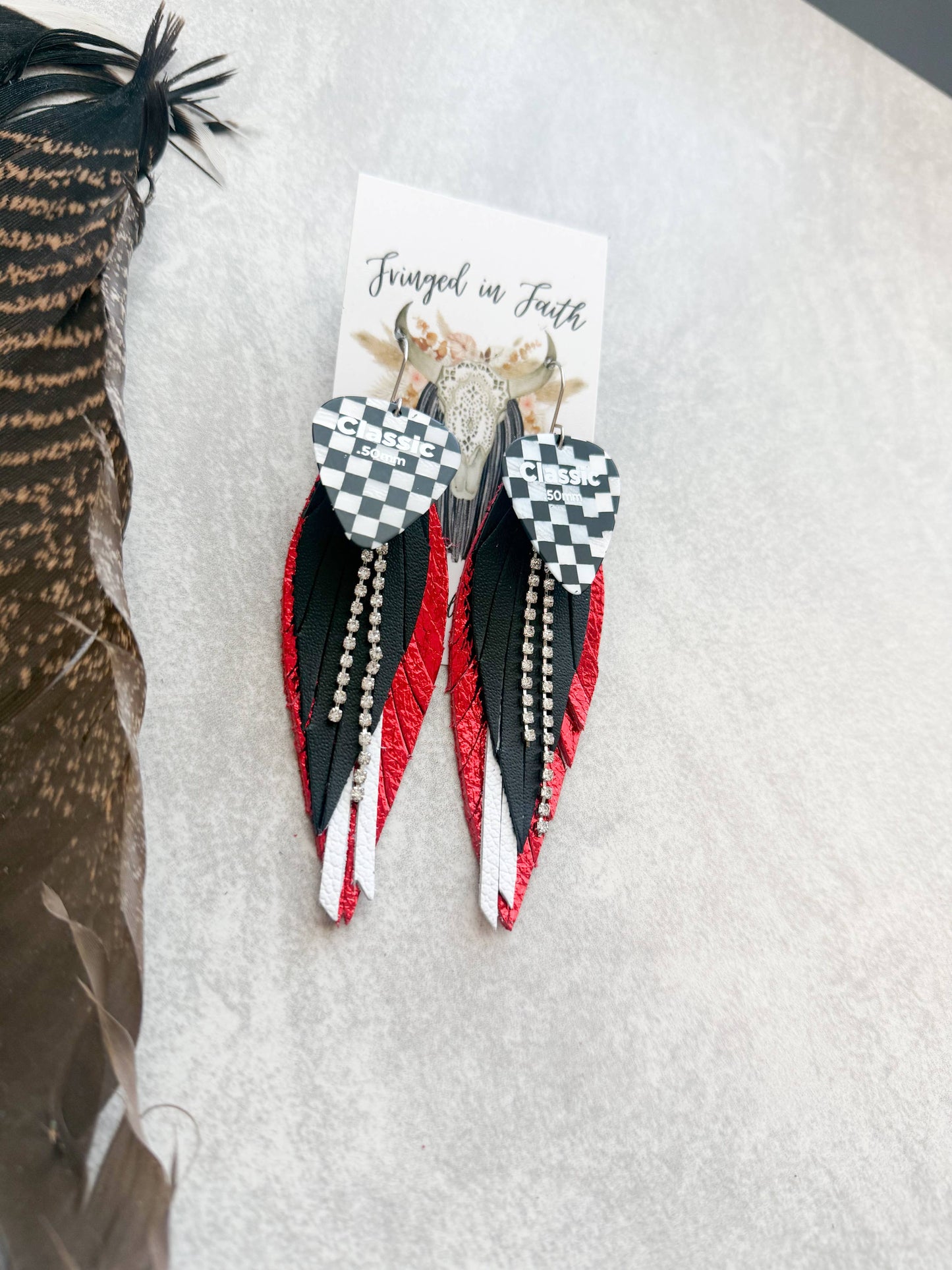 Checked Out Fringe | Red Earrings